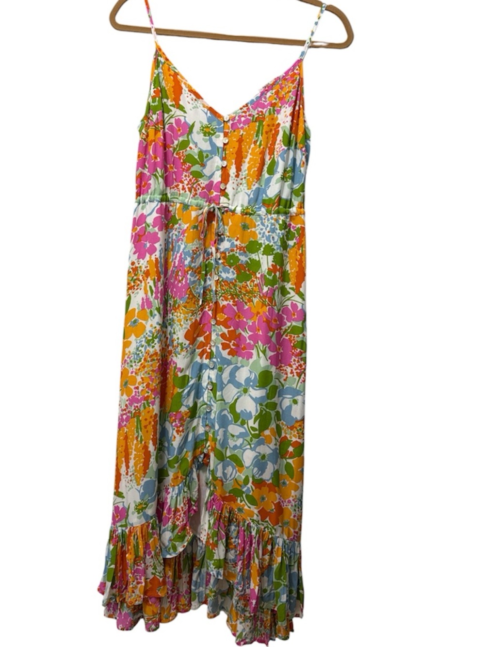 Rails Frida Day Garden Multi-Color Floral Hi-Lo Dress with Spaghetti Straps
